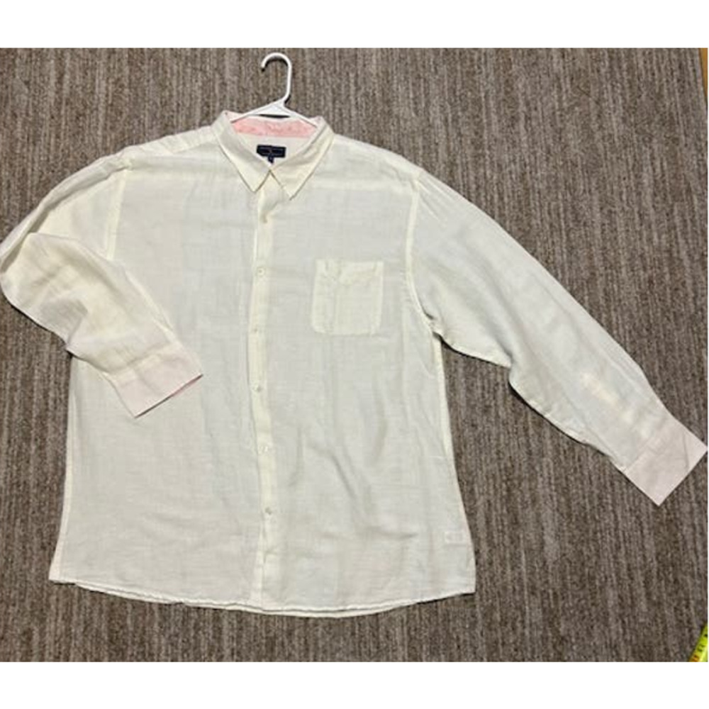 Margaritaville Island Reserve White Linen Blend Long Sleeve Mens Shirt Sz XXL